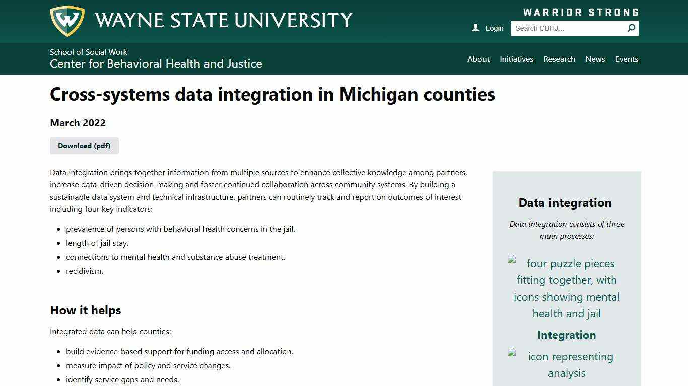 Cross-systems data integration in Michigan counties